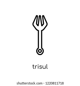 Trisul icon. Trendy modern flat linear vector Trisul icon on white background from thin line india collection, editable outline stroke vector illustration