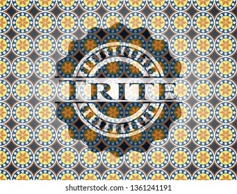 Trite arabic style badge. Arabesque decoration.