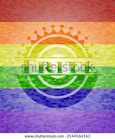 Trite on mosaic background with the colors of the LGBT flag. 
