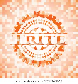 Trite orange mosaic emblem with background
