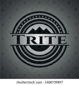 Trite realistic black emblem. Vector Illustration. Detailed.