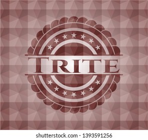 Trite red emblem with geometric background. Seamless.