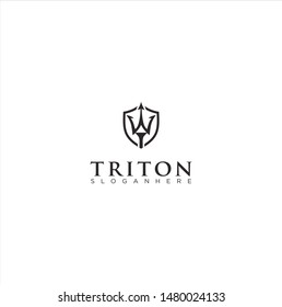 Triton Shield Logo With a White Background Template Illustration Design. Vector EPS 10.