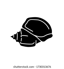 Triton trumpet shell black glyph icon. Large exotic seashell, conchology silhouette symbol on white space. Charonia tritonis. Empty molluscan animal, gastropod conch vector isolated illustrations