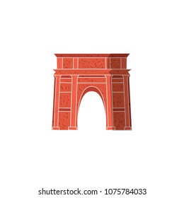 Triumph arc famous city french monument isolated vector illustration. Hand drawn sketch art