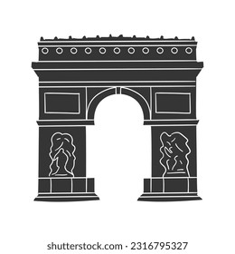 Triumph Arch Icon Silhouette Illustration. Paris France Vector Graphic Pictogram Symbol Clip Art. Doodle Sketch Black Sign.