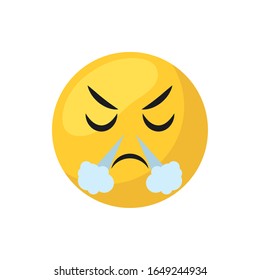 Triunfo emoji cara plana diseño ícono de estilo plano, expresión de caricatura encanto personaje emoticono perfil juguete facial adorable y tema de medios sociales Ilustración vectorial