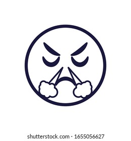 Triumph emoji face flat style icon design, Cartoon expression cute emoticon character profile facial toy adorable and social media theme Vector illustration