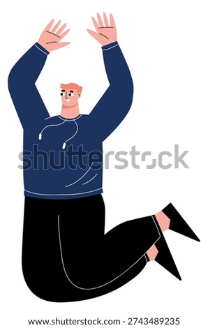 Triumph jump. Excited young man celebration pose