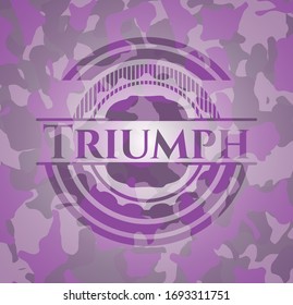 Triumph pink camouflaged emblem. Vector Illustration. Detailed.