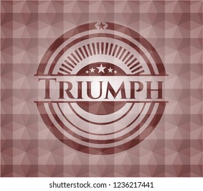 Triumph red badge with geometric pattern. Seamless.