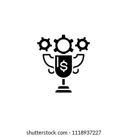 Triumph trophy black icon concept. Triumph trophy flat  vector symbol, sign, illustration.