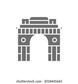 Triumphal Arch Gate of India to New Delhi grey icon.