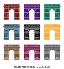 Triumphal arch icon in black style isolated on white background. France country symbol stock vector illustration.