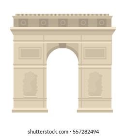 Triumphal arch icon in cartoon style isolated on white background. France country symbol stock vector illustration.