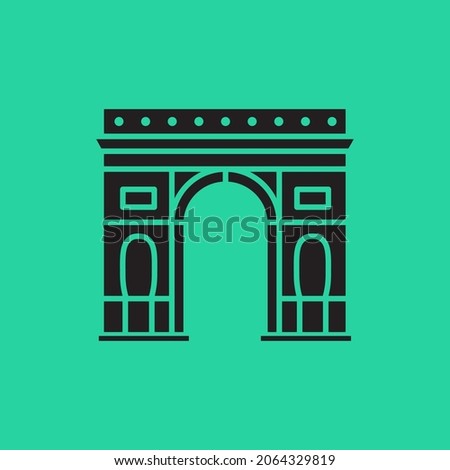 Triumphal Arch icon. Classic or baroque architecture. Historical tourism in France, Paris.