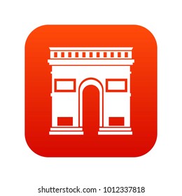 Triumphal arch icon digital red for any design isolated on white vector illustration
