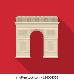 Triumphal arch icon in flat style isolated on white background. France country symbol stock vector illustration.