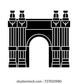 triumphal arch icon, vector illustration, black sign on isolated background