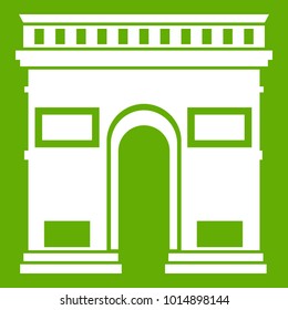 Triumphal arch icon white isolated on green background. Vector illustration