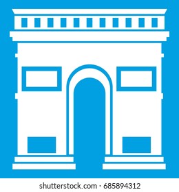 Triumphal arch icon white isolated on blue background vector illustration