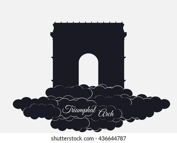 Triumphal Arch isolated on white background. Sights of Paris and France. Vector illustration.