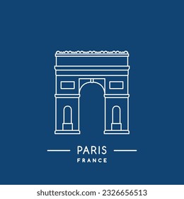 Triumphal Arch line art icon. Outline Triumphal Arch template. French landmark. Vector illustration.