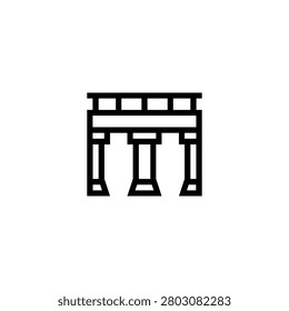Triumphal Arch Monument Landmark Architecture Line Icon