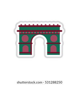 Triumphal arch monument Vector illustration in paper sticker style Triumphal arch architecture