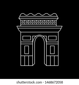 Triumphal Arch negative line icon, landmark of Paris, France.