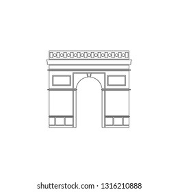 Triumphal arch in Paris France. simple flat vector icon illustration. outline line symbol - editable stroke