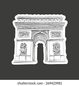 Triumphal Arch in Paris, France. Vector illustration