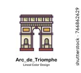  a triumphal arch in Paris, located in the Place du Carrousel Lineal Color Vector Illustration