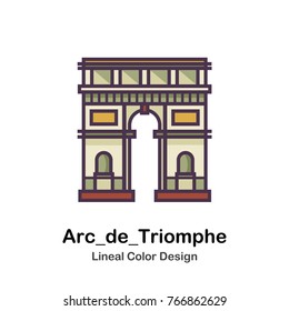  a triumphal arch in Paris, located in the Place du Carrousel Lineal Color Vector Illustration