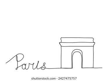 Triumphbogen in Paris eine Linie Zeichnung Vektor-Illustration.