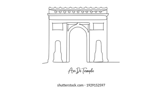 Arco triunfal del horizonte emblemático de la Estrella de Francia - dibujo continuo de una línea