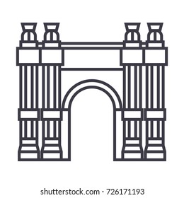 triumphal arch vector line icon, sign, illustration on background, editable strokes