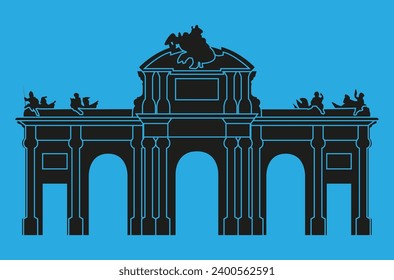 triumphal gate in madrid vector illustration