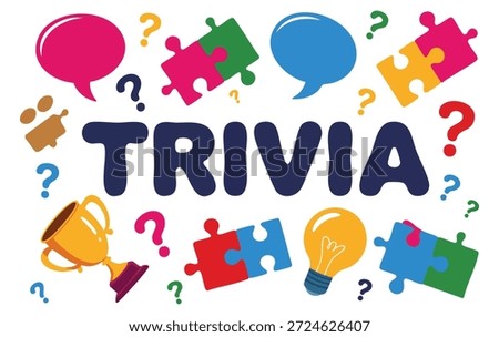 Trivia design with puzzles question marks speech bubbles lightbulb and award icons ideal for quiz night posters brain games fun fact content and challenge visuals