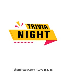 Trivia Night label banner vector ribbon design template. Banner sale tag. Market special offer discount label