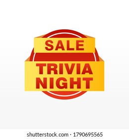 Trivia Etiqueta de noche banners de la plantilla de diseño de la cinta vectorial. Etiqueta de venta de pancartas. Etiqueta de descuento de oferta especial de mercado