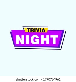 Trivia Night labels banners vector ribbon design template. Banner sale tag. Market special offer discount label