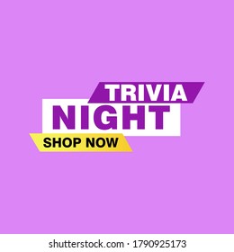 Trivia Night labels banners vector ribbon design template. Banner sale tag. Market special offer discount label