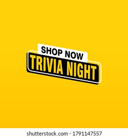 Trivia Etiqueta de noche banners de la plantilla de diseño de la cinta vectorial. Etiqueta de venta de pancartas. Etiqueta de descuento de oferta especial de mercado