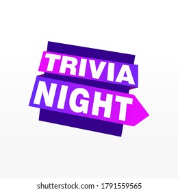 Trivia Etiqueta de noche banners de la plantilla de diseño de la cinta vectorial. Etiqueta de venta de pancartas. Etiqueta de descuento de oferta especial de mercado