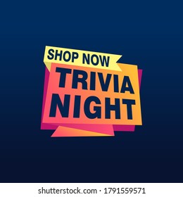 Trivia Etiqueta de noche banners de la plantilla de diseño de la cinta vectorial. Etiqueta de venta de pancartas. Etiqueta de descuento de oferta especial de mercado