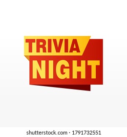 Trivia Etiqueta de noche banners de la plantilla de diseño de la cinta vectorial. Etiqueta de venta de pancartas. Etiqueta de descuento de oferta especial de mercado