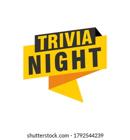 Trivia Etiqueta de noche banners de la plantilla de diseño de la cinta vectorial. Etiqueta de venta de pancartas. Etiqueta de descuento de oferta especial de mercado