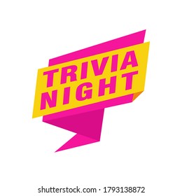 Trivia Etiqueta de noche banners de la plantilla de diseño de la cinta vectorial. Etiqueta de venta de pancartas. Etiqueta de descuento de oferta especial de mercado