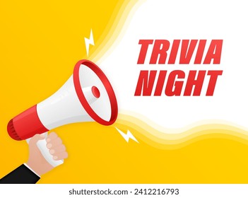 Trivia night megaphone on white background for flyer design. Vector illustration in flat style.